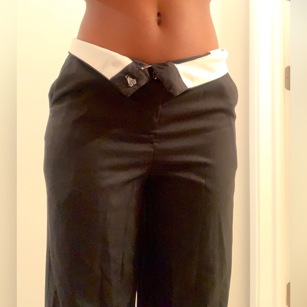 Low Waisted Fold-over Black Pants